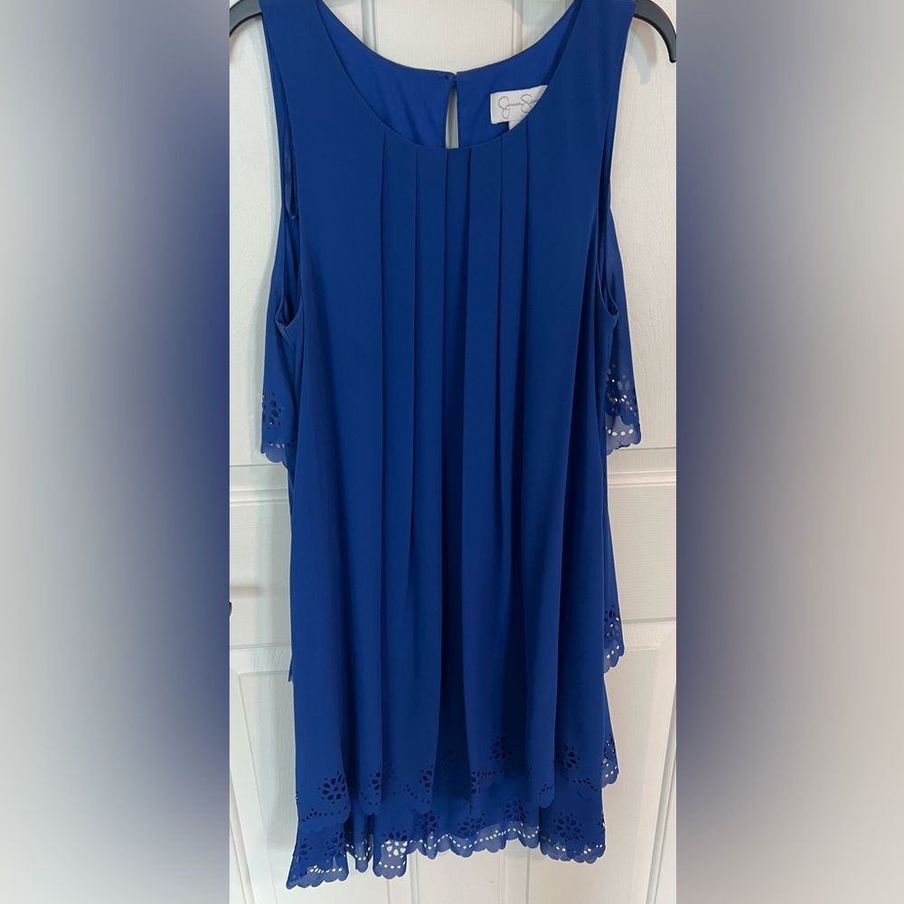 Jessica Simpson Eyelet Flowy Blue Dress